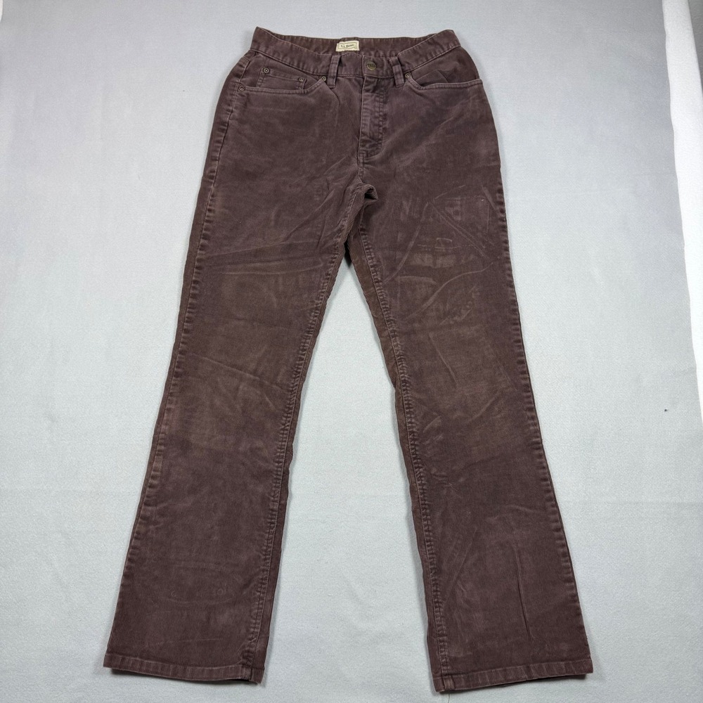 LL Bean Womens 6 Reg Brown Corduroy Pants Straight Leg Stretch 0YQ73